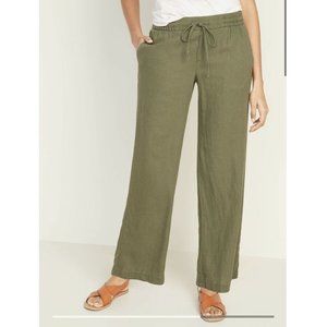 Old Navy Olive Green Mid-Rise Cropped Linen-Blend Pants XL - EUC